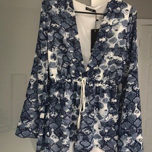 Nasty Gal blue long sleeve romper